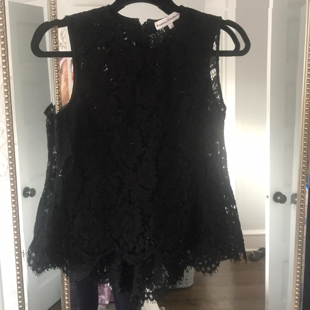 Black lace high neck Karina Grimaldi blouse